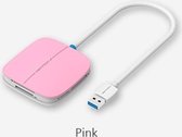 USB 3.0 kaartlezer voor SD/TF/CF/XD /MS Micro SD - Roze 50cm Kabel