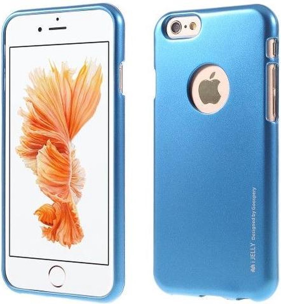 mercury goospery i jelly tpu softcase metallic finish voor iphone 6s 6 blauw