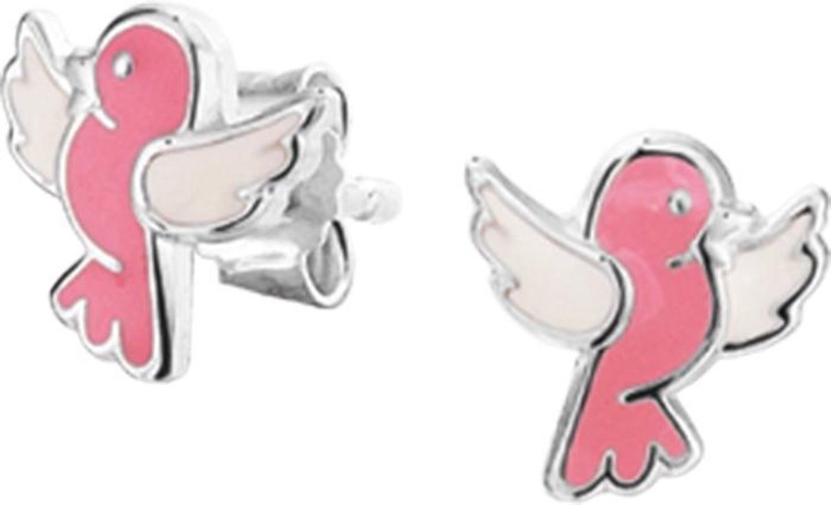 The Kids Jewelry Collection Oorknoppen Vogel - Zilver Gerhodineerd