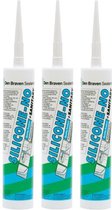 3 stuks - sanitair zilver - Zwaluw siliconenkit -NO- 310ml koker