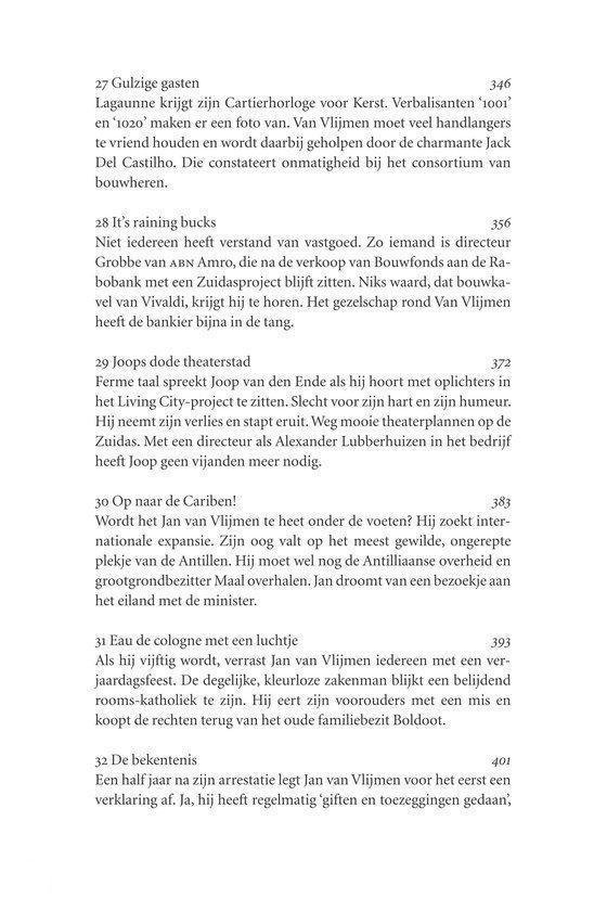 Tekstpagina met sectietitels en beschrijvingen binnen een boek.