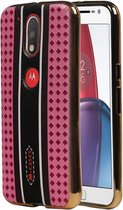M-Cases Roze Ruit Design TPU cover voor Motorola Moto G4 / G4 Plus