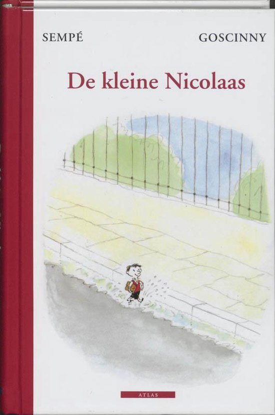 Boek kaft met tekening van kleine jongen met rugzak op straat. Tekst: SEMPÉ GOSCINNY De kleine Nicolaas.