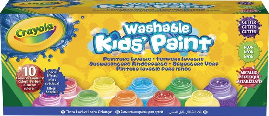 Crayola - Hobbyverf - 10 Potjes Afwasbare Verf Voor Kinderen -Speciale Effecten