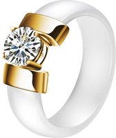 Cilla Jewels dames ring Keramiek Wit met Goudkleurig-18mm