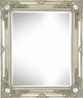 Barok Spiegel rechthoek Klassiek Zilver - Ethan Buitenmaat 66 x 76 cm hoog of breed in massief houten lijst - Sierspiegel - Toiletspiegel - Halspiegel - Schouwspiegel - Wandspiegel - Spiegel met Sierlijst - Spiegel met facetrand