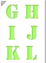 Lettersjabloon - G H I J K L - Kunststof A3 stencil - Kindvriendelijk sjabloon geschikt voor graffiti, airbrush, schilderen, muren, meubilair, taarten en andere doeleinden