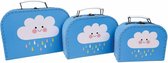 Rex London set van 3 koffertjes Happy Cloud Kofferset