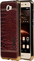 M-Cases Bruin Krokodil Design TPU back case cover hoesje voor Huawei Y5 II / Y6 II Compact