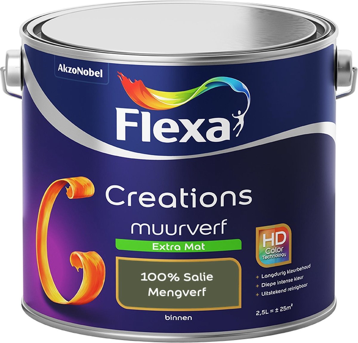 Flexa Creations Muurverf - Extra Mat - Mengkleuren Collectie - 100% Salie - 2,5 liter