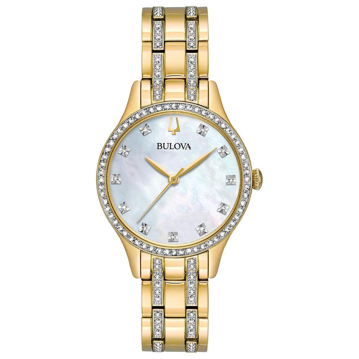 Bulova Crystal - Dress 98X119 Horloge - Staal - Goudkleurig - Ø 32 mm