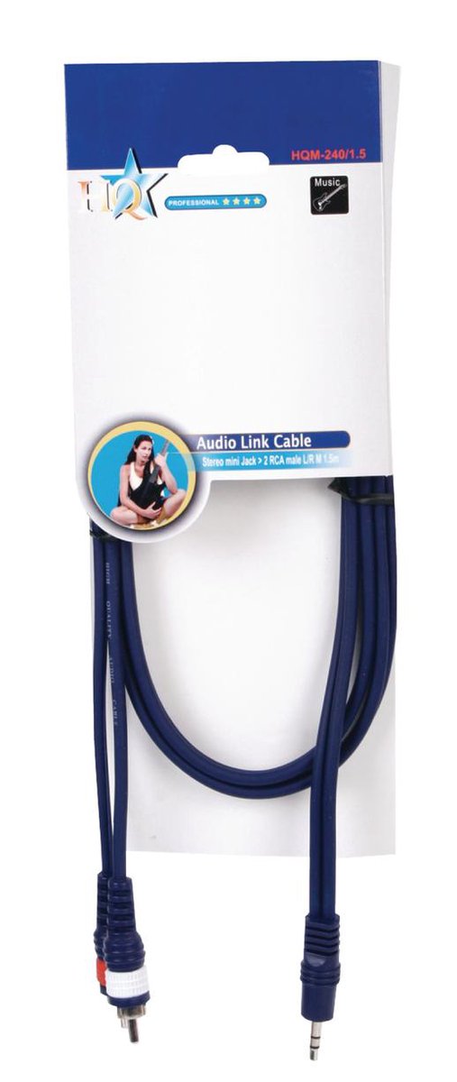 HQ Products HQ instrumentkabel stereo jack > 2 RCA male L/R 1.50 m