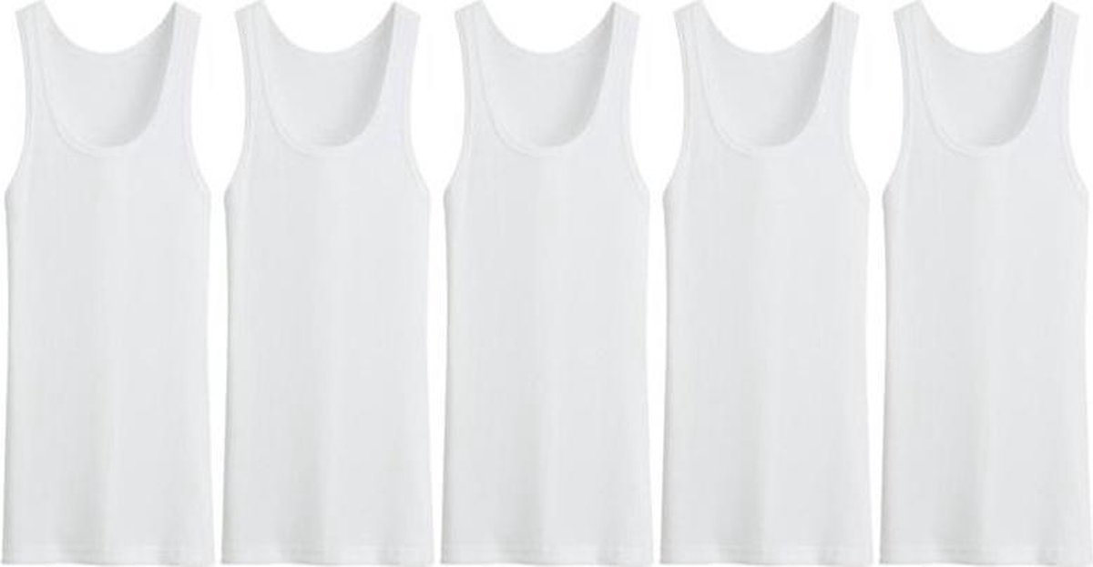 5 stuks Bonanza hemd - Regular - 100% katoen - wit - Maat M-L