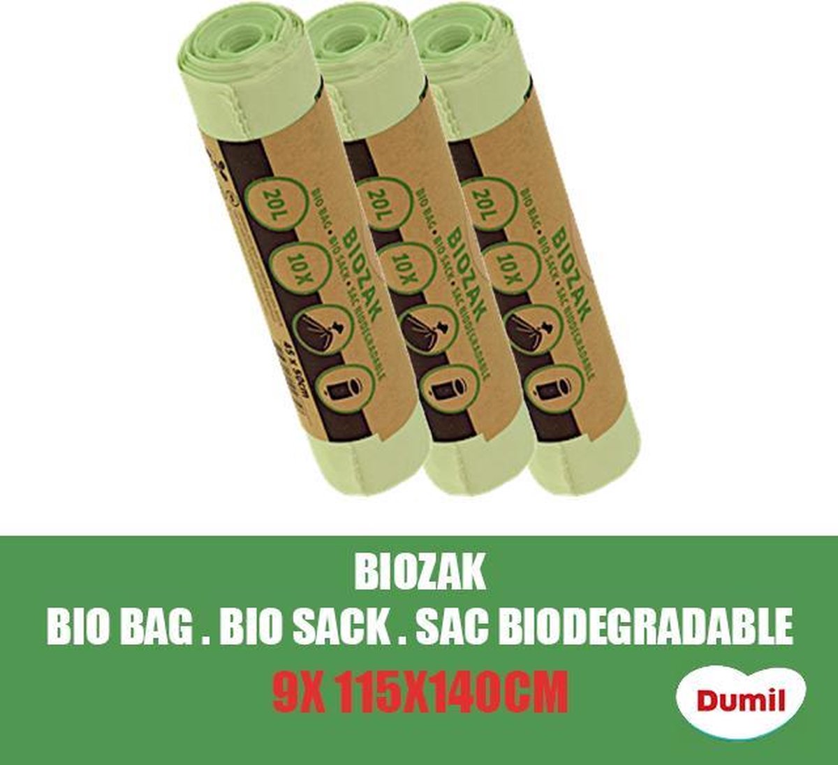 elk langzaam Beg Dumil Biozak 240 Liter 115X140CM - 9 Stuks Voordeelverpakking - Gft  afvalzakken -... | bol.com