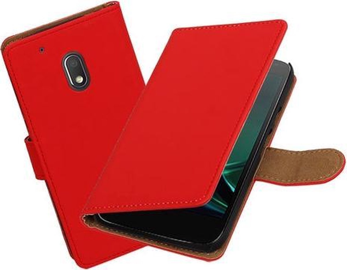 BestCases.nl Rood Effen booktype hoesje voor Motorola Moto G4 Play