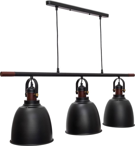 relaxdays hanglamp GLOCCA 3 lichts plafondlamp lamp hoogte verstelbaar 3  lampen zwart | bol.com