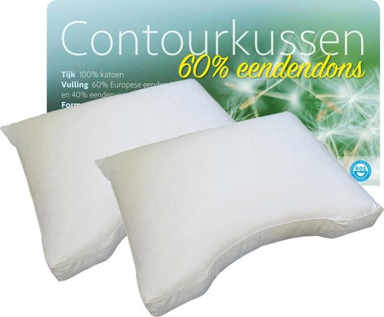 iSleep Contourkussen Set (2 Stuks) - 60% Dons - 60x70 cm - Wit