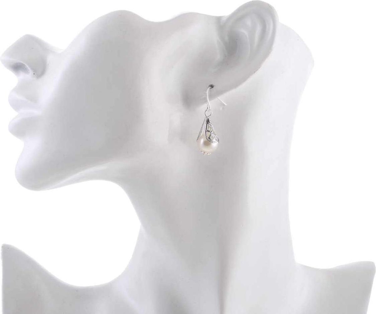Boucles d'oreilles pendantes avec perle | bol