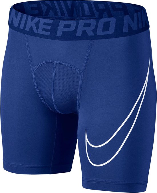 Nike Pro Dri-Fit Compression Short Junior Sportbroek - Maat 116 - Unisex -  blauw/wit | bol.com