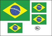 4x Vlag Brazilie 90cm x 150cm