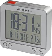 ATRIUM Wekker - Digitiaal - Digitale Klok - Radiogestuurd - Alarm - Zilver - Verlichting - Lichtsensor - Opbouwend Alarmsignaal - Snooze - Duidelijk - Reiswekker - Wektijd - Datum - Weekdag - Binnentemperatuur - Wekkers Slaapkamer - A740-19