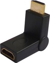 HDMI 19-pins mannelijk naar HDMI 19-pins vrouwelijke SWIVEL-adapter (180 graden) (verguld) (zwart)