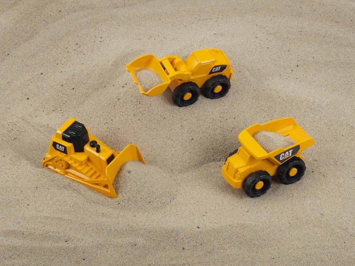 Klein Toys Cat bouwvoertuigen set - kiepvrachtwagen, bulldozer en schepmachine - geel zwart — afbeelding 3