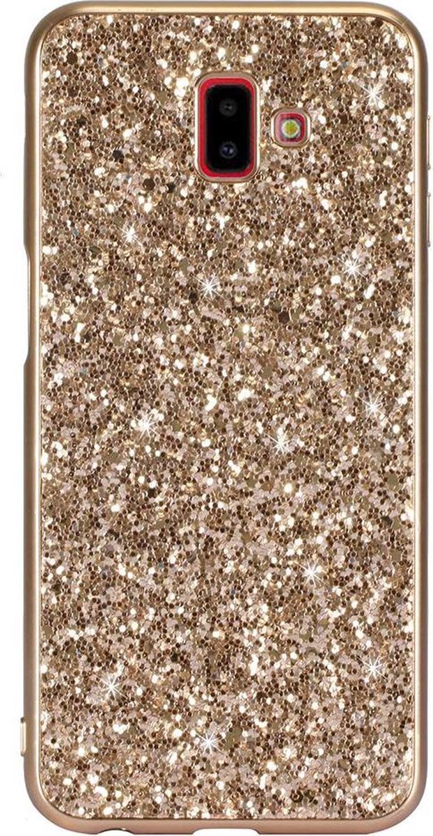 Telefoonhoes Geschikt voor: Samsung Galaxy J4 Plus 2018 Glitter Backcover Hoesje Goud