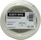 ELEKTROFIX huishoudsnoer rond - 2 x 0.75 mm² - 5 meter - Belastbaar tot 1300 watt - Wit