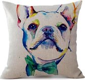 Kussenhoes - Franse Bulldog wit - Woondecoratie - Hoes voor kussen - 45 x 45 cm