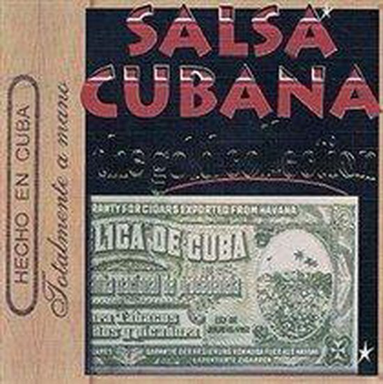 Salsa Cubana - The Gold Collection albumcover met tekst en afbeelding van een sigarenband.