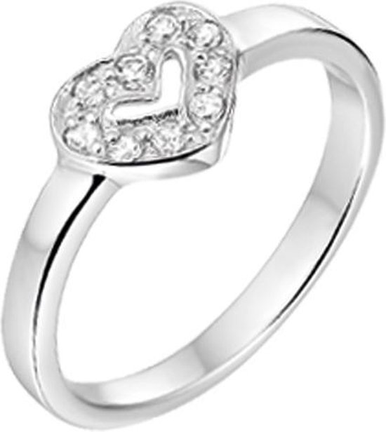 The Jewelry Collection Ring Hart Zirkonia - Zilver Gerhodineerd
