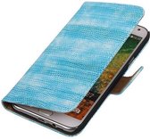 Lizard Bookstyle Wallet Case Hoesjes voor Galaxy E7 Turquoise