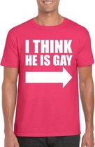 Roze I think he is gay shirt voor heren L