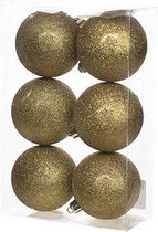 Boules de Noël Cosy & Trendy Ø 8 cm - Paillettes dorées - Set-6