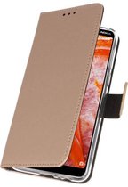 Wallet Cases Hoesje voor Nokia 3.1 Plus Goud