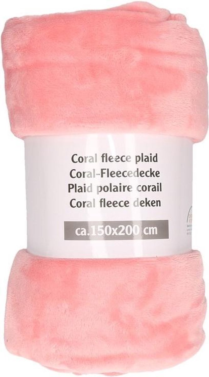 Zalm roze fleece dekens - 150 x 200 cm - plaids/bank dekens | bol.com