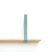 Leren plankdrager XL Grijsgroen - 2 stuks - 120 x 4 cm- Industriële plankendragers XL - extra lang -  met  koperkleurige schroeven