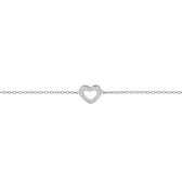 Lovenotes armband - zilver - gerodineerd - hart - zirkonia - anker - 17 + 2 cm