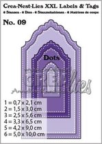 Crealies Crea-nest-Mal XXL no. 9 Labels and tags with dots CLLT09 / 50 x 100 milimeter