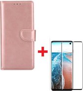 Samsung Galaxy S10 Portemonnee hoesje rose goud met Tempered Glas Screen protector