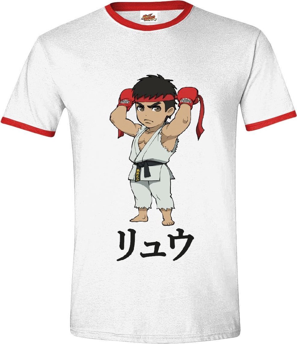 Street Fighter - Chibi Ryu Ringer Men T-Shirt - White - XXL
