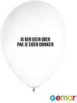 Ballonnen "Ik ben geen ober, ..." Wit met opdruk Zwart