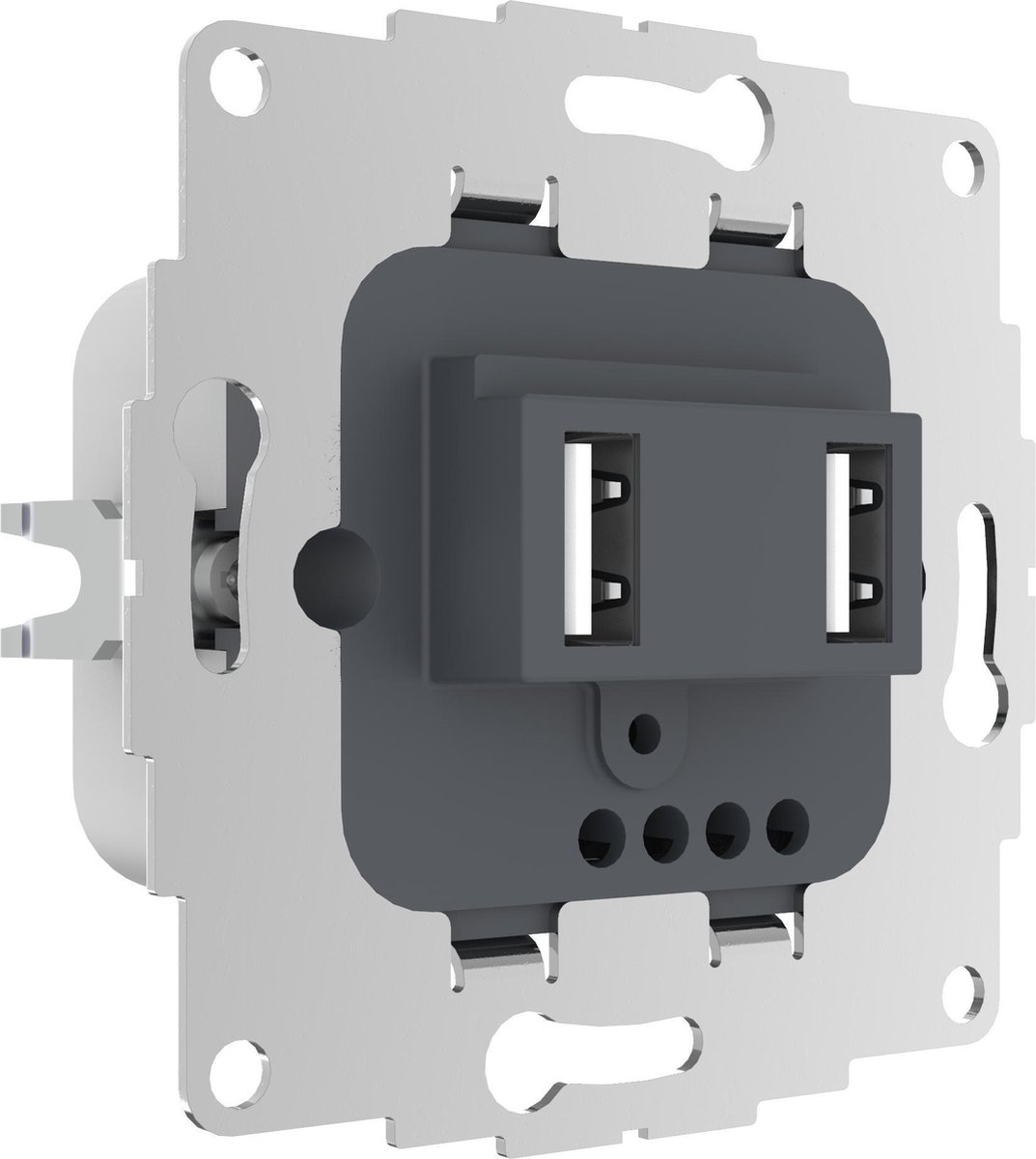 2USB - USB-Stopcontact - Inbouw 250V 16A met USB-A & USB-C 15W 3A Oplader - Snel Laden - Dual USB Wandcontactdoos - Compatibel met Busch-Jäger & Klein-SI - Antraciet - InCharge PRO SI