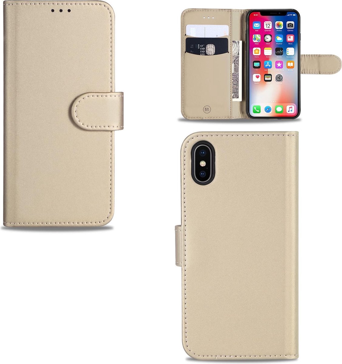 Apple iPhone Xs Max Hoesje Goud met Pasjeshouder