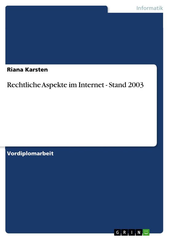 Rechtliche Aspekte im Internet - Stand 2003 - cover