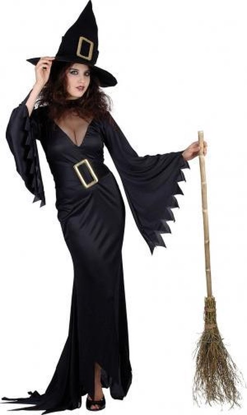 Kleding Dameskleding Jurken Volwassen Heksen jurk Zwarte katoenen jurk Vrouwen 