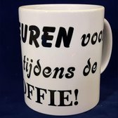 Witte koffiemok met tekst - Niet zeuren voor na en tijdens de koffie