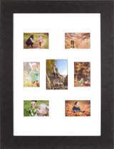 Fotolijst - Henzo - Woodstyle Gallery - Collagelijst voor 7 foto's - Fotomaat 10x15 cm - Donkerbruin