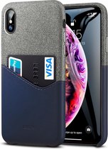 iPhone Xs MAX - Canvas / backcover - met pashouder - ESR Metro – Grijs & Blauw